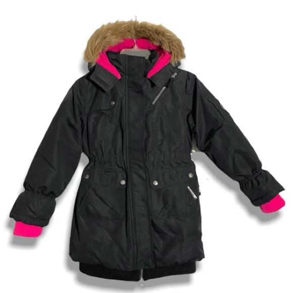 Girls Big Chill Black and Pink coat NWT size 10/12